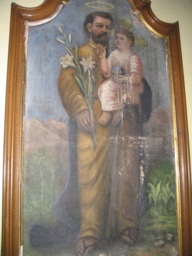 Szent József-festmény a kisgyarmati templomban. Csáky K. fel
