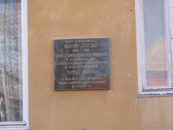 Böhm József emléktáblája egykori házán