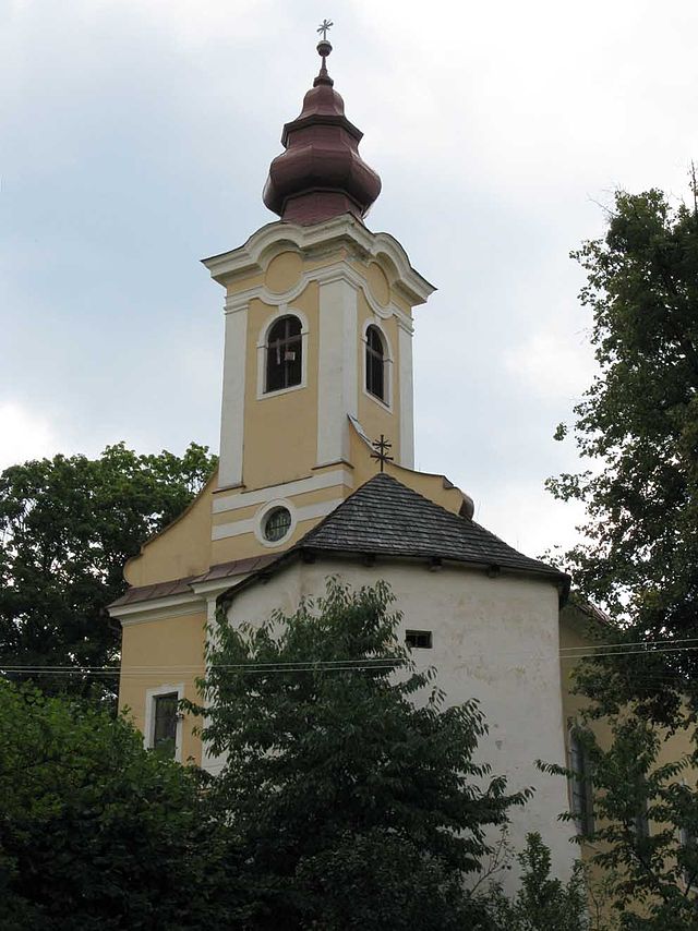 Szentantal barokk temploma egy archív felvételen