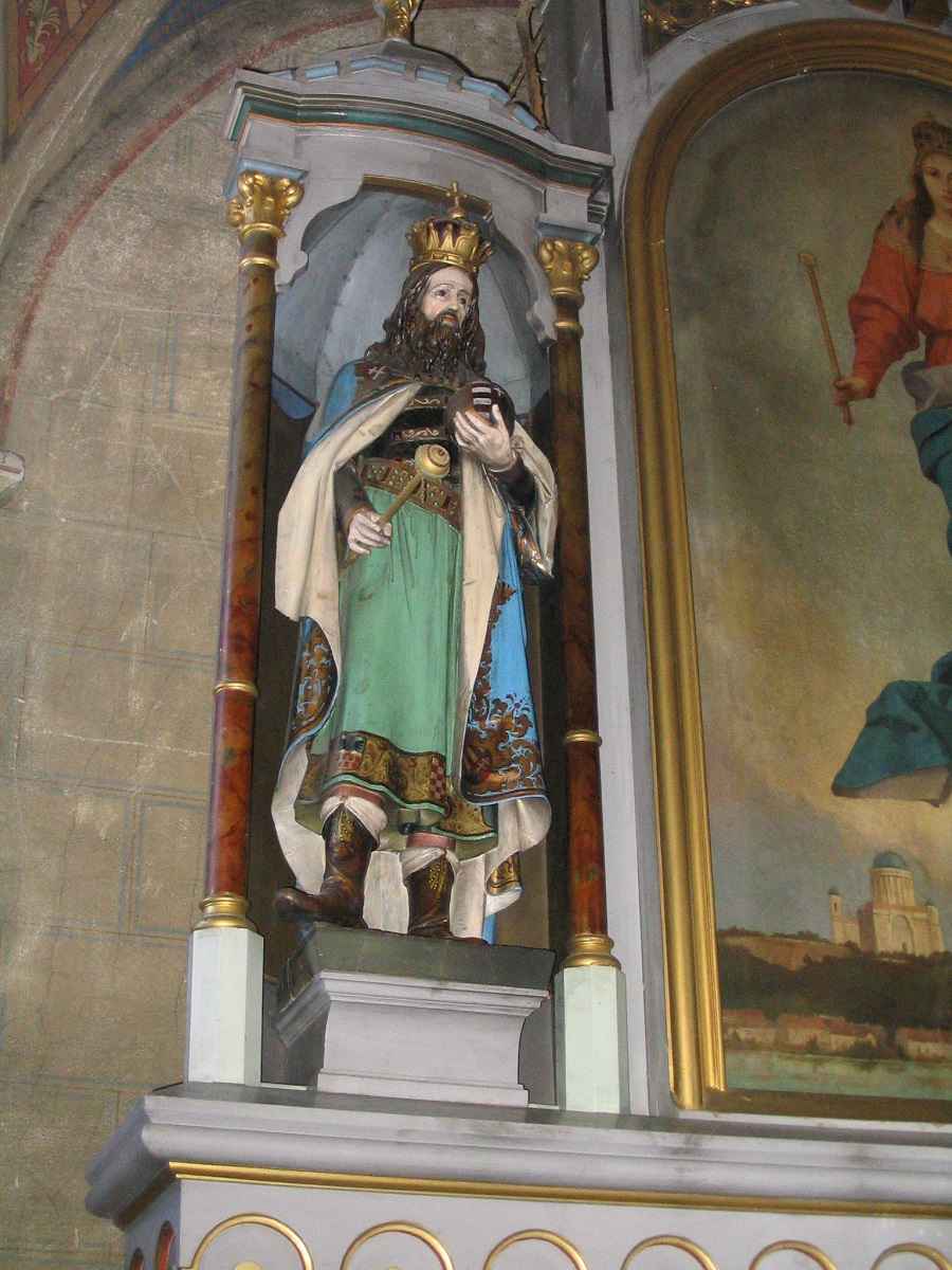 Szent István  bagycsalomjai szobra Csáky Károly felvételén