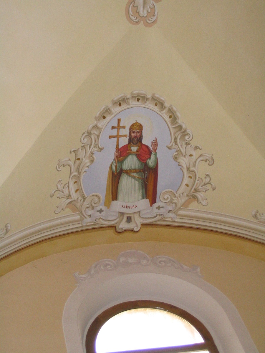Szent István freskója az inámi templomban  Csáky Károly felvételén