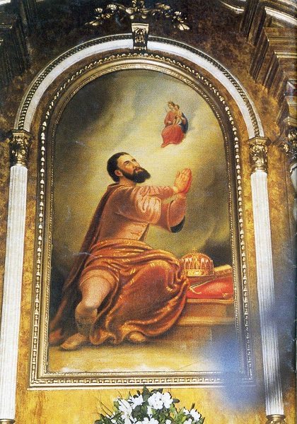 Szent István a felsőtúri templom mellékoltárán Csáky Károly felvételén