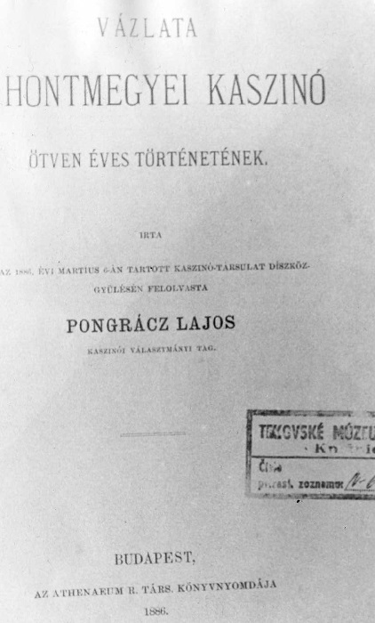 Pongrácz Lajos kis könyve a Kaszinó félévszázados történetéről