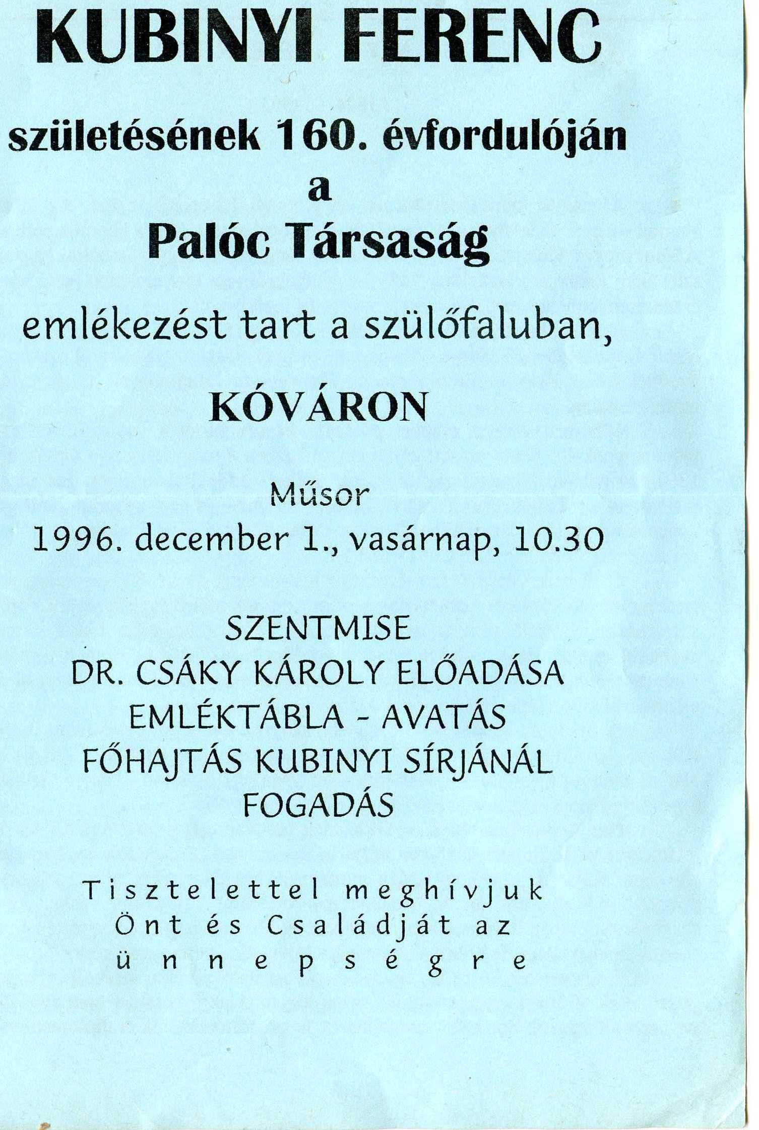 Az egyik Kubinyi-ünnepség dokumentuma Csáky Károly reprodukcióján