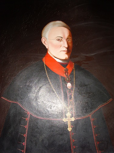 Palásthy Pál portréja a róla elnevezett iskola folyosóján Csáky Károly felvételén