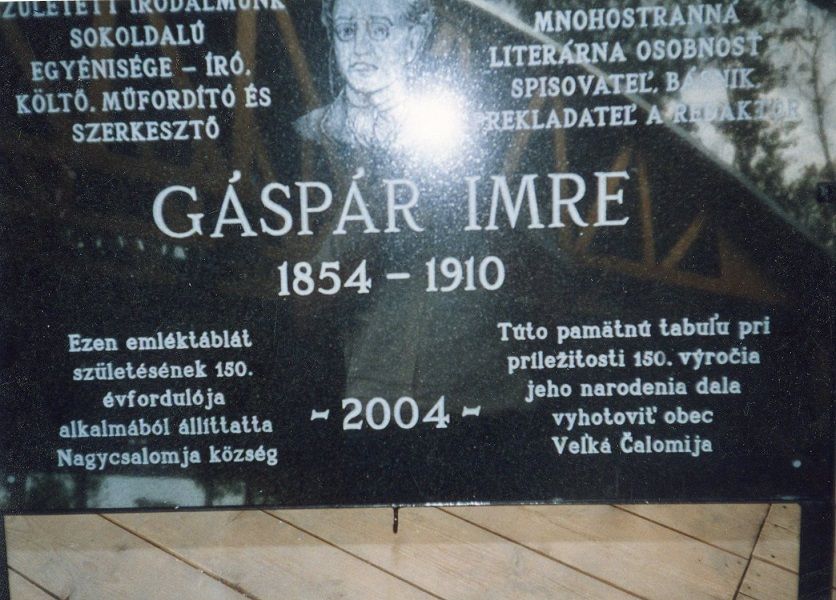 Gáspár Imre emléktáblája Nagycsalomján Csáky Károly felvételén