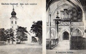 Zselízi képeslap a korabeli orgonával - Kanyuk József gyűjtése