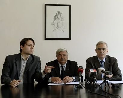 A petíciós ügyek főszereplői (balról): Gubík László, Lomnici Zoltán, Tőkés László (kép: mon.hu)