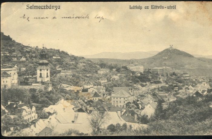 Selmeci látképe az óvárral egy régi képeslapon