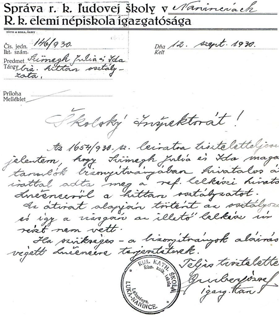 A lukanényei iskola igazgatójának levele 1930-ból. Csáky Károly repr._1