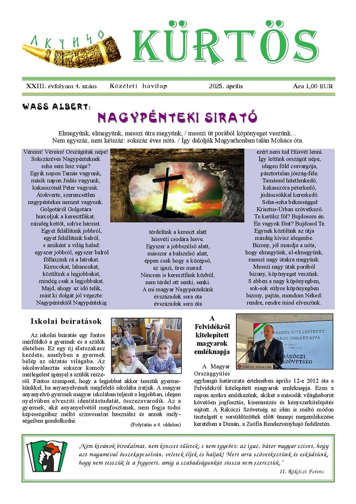 Húsvét ünnepe és helyi hírek a Kürtös április lapszámában