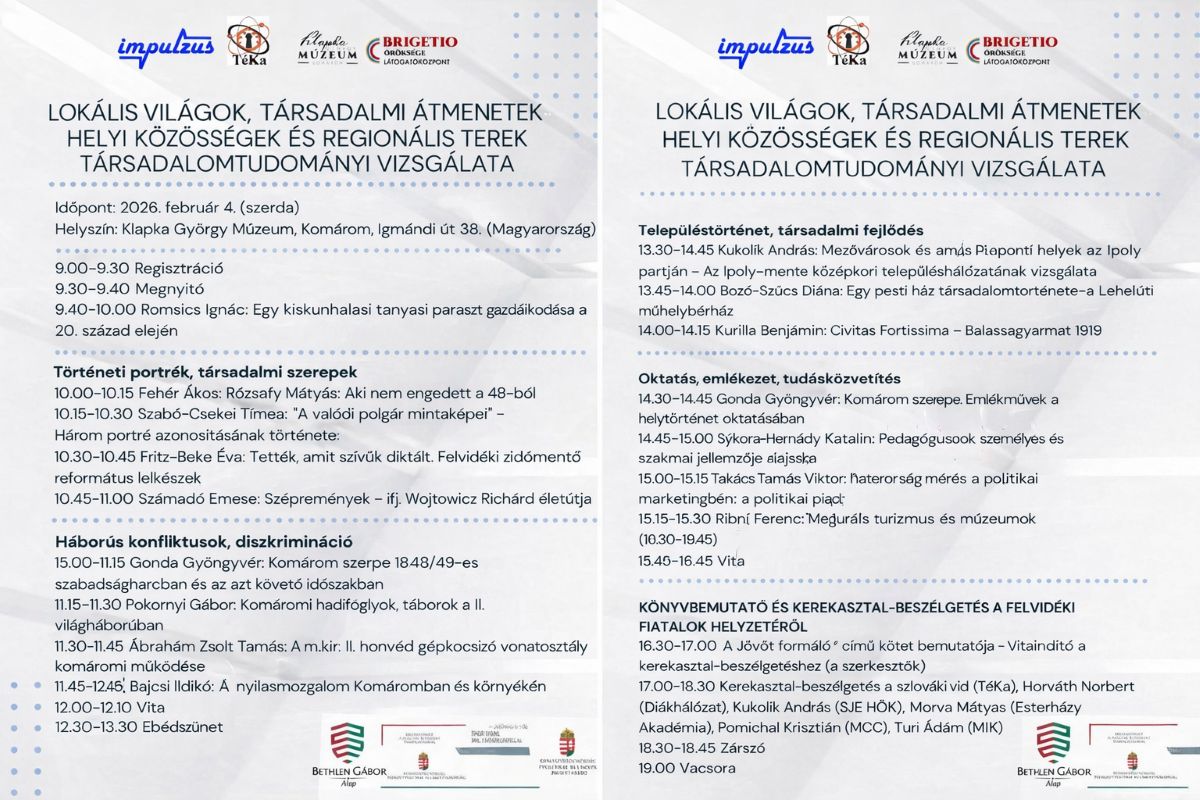 Lokális világok, társadalmi átmenetek – tudományos konferencia Dél-Komáromban